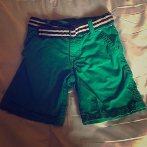 Toddler boys green shorts with belt. Preppy.